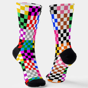 Calcetines Diseño de Patrón de Parche Mosaico Colorido a Cuad