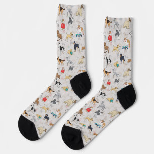 Calcetines Diseño de patrón de perros pequeños blanco