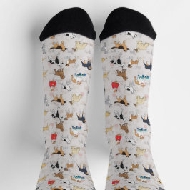 Calcetines Diseño de patrón de perros pequeños blanco