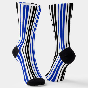 Calcetines Diseño de patrón de rayas blancas negras azules