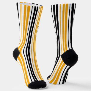Calcetines Diseño de patrón de rayas blancas y negras amarill