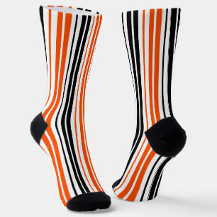 Calcetines Diseño de patrón de rayas blancas y negras naranja