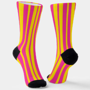 Calcetines Diseño de patrón de rayas elegante rosa y amarillo