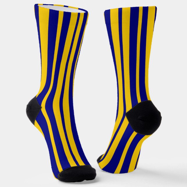 Calcetines Diseño de patrón de rayas elegantes azul amarillo (Subido por el creador)