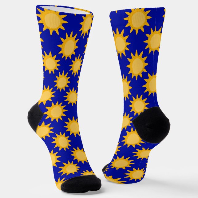 Calcetines Diseño de patrón de sol en azul (Angular)