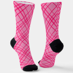 Calcetines Diseño De Patrón De Tartán Rosa Sobre Tartán Rosa