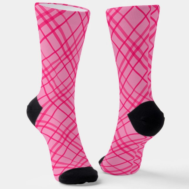 Calcetines Diseño De Patrón De Tartán Rosa Sobre Tartán Rosa (Subido por el creador)