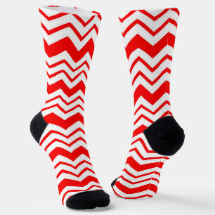 Calcetines Diseño de patrón en zigzag de Chevron rojo y blanc