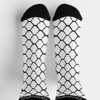 Calcetines Diseño de Patrón Marroquí Blanco