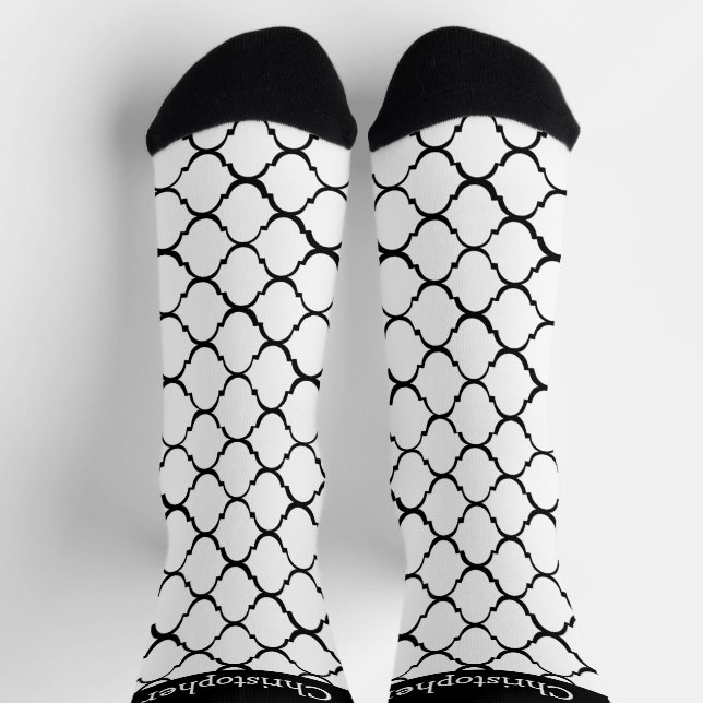 Calcetines Diseño de Patrón Marroquí Blanco (Arriba)