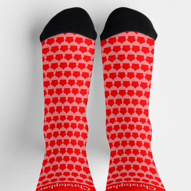 Calcetines Diseño de patrón marroquí rojo (Arriba)
