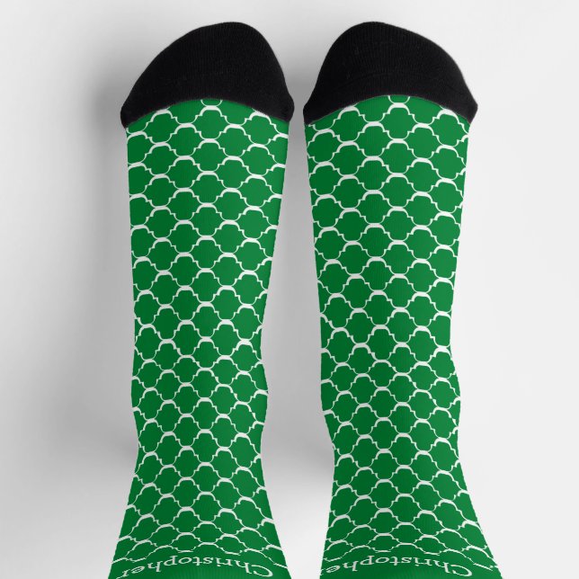 Calcetines Diseño de Patrón Marroquí Verde (Arriba)