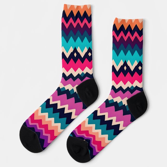 Calcetines Diseño de patrones coloridos de Zigzag Chevron (Izquierda)