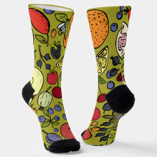 Calcetines Diseño de patrones de bonito de frutas l Verde ace