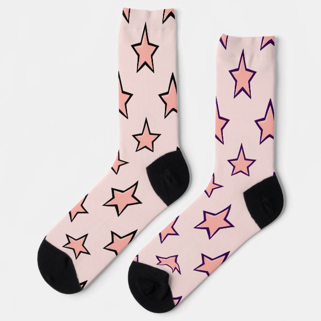 Calcetines Diseño de patrones de estrellas rosadas (Izquierda)