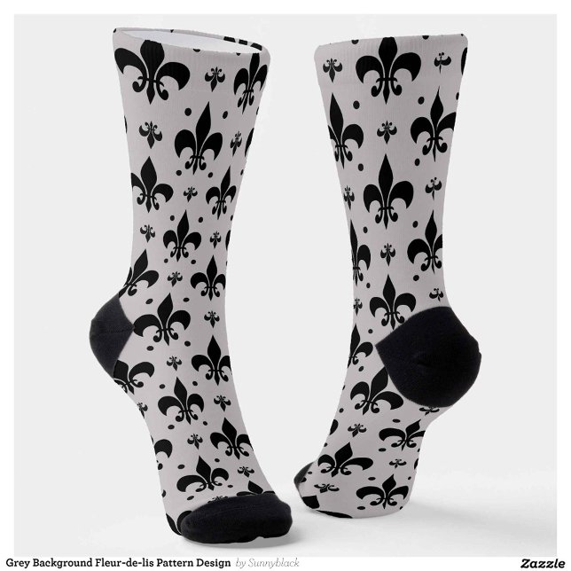 Calcetines Diseño de patrones de flor de fondo gris de lis (Subido por el creador)
