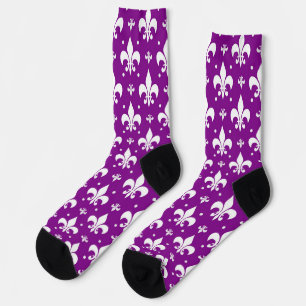 Calcetines Diseño de patrones de flor de fondo púrpura