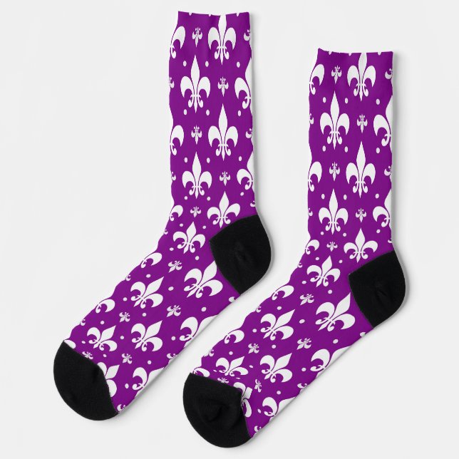 Calcetines Diseño de patrones de flor de fondo púrpura (Izquierda)