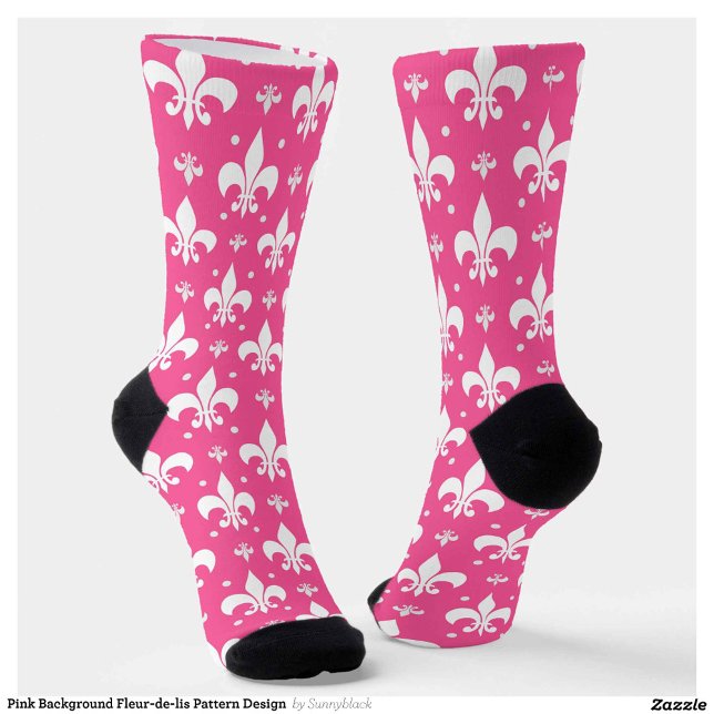 Calcetines Diseño de patrones de flor de fondo rosado (Subido por el creador)