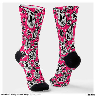 Calcetines Diseño de patrones de paisley floral rosa