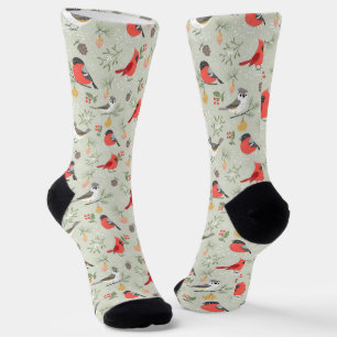 Calcetines Diseño de patrones de pájaro para Navidades curado