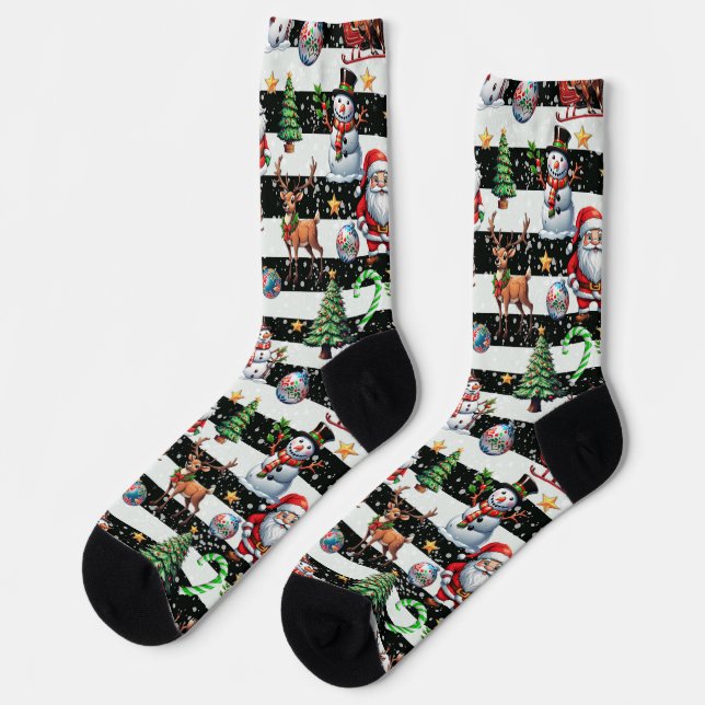 Calcetines Diseño de patrones de rayas de Navidades decorativ (Izquierda)