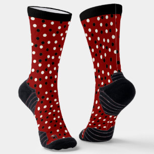 Calcetines Diseño de puntos de Red, White y Black Poke