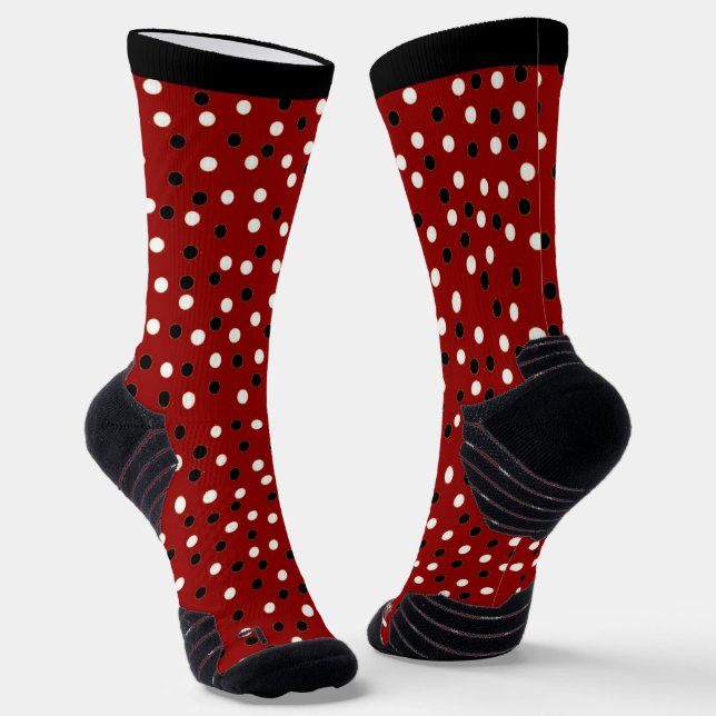 Calcetines Diseño de puntos de Red, White y Black Poke (Angular)