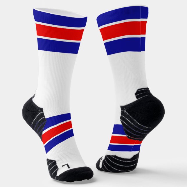 Calcetines Diseño de rayas azul y blanco rojo brillante (Angular)