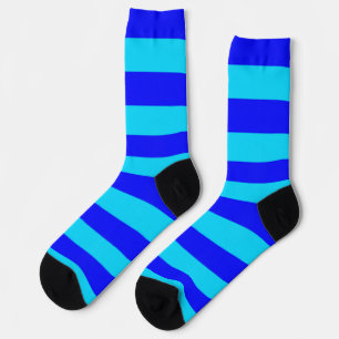 Calcetines Diseño de rayas azules cyan
