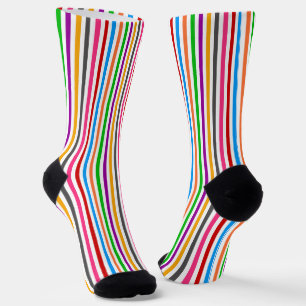 Calcetines Diseño de rayas de arcoíris coloridas - Blanco 