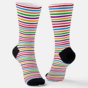 Calcetines Diseño de rayas de arcoíris coloridas - Blanco 