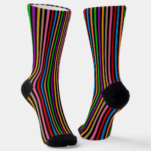 Calcetines Diseño de rayas de arcoíris coloridas - negro 