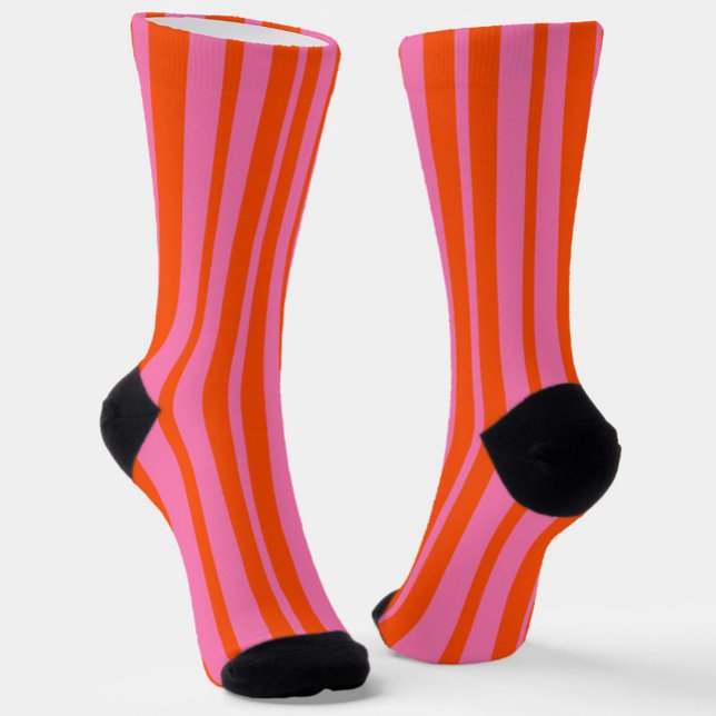 Calcetines Diseño de rayas de estilo rosado naranja (Subido por el creador)