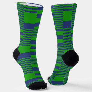 Calcetines Diseño de rayas de patchwork azul verde