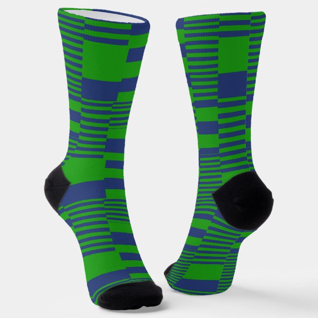 Calcetines Diseño de rayas de patchwork azul verde (Angular)