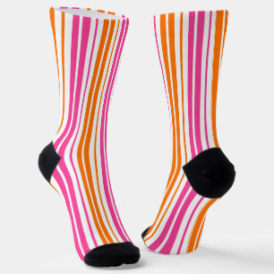 Calcetines Diseño de rayas verticales de color rosa y naranja