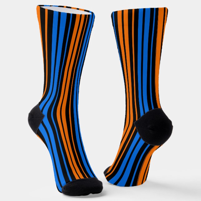 Calcetines Diseño de rayas verticales de naranja azulada  (Angular)