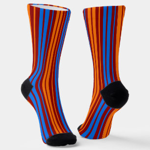 Calcetines Diseño de rayas verticales naranja rojo azul