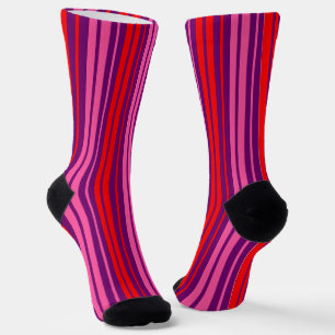 Calcetines Diseño de rayas verticales rosa morado rojo