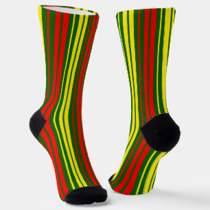Calcetines Diseño de rayas verticales verde amarillo rojo