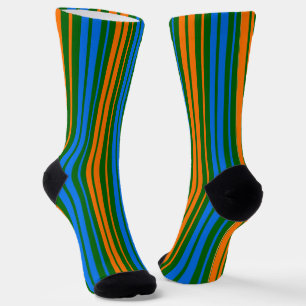 Calcetines Diseño de rayas verticales verde naranja azul