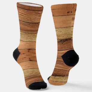 Calcetines Diseño de tablas de madera marrón