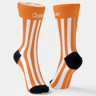 Calcetines Diseño De Tiras Blancas Y Naranjas De Zócalos