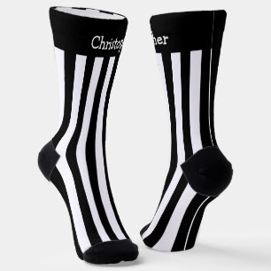 Calcetines Diseño de tiras blancas y negras