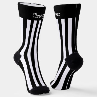 Calcetines Diseño de tiras blancas y negras
