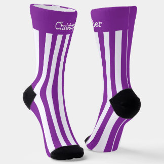 Calcetines Diseño De Tiras Púrpura Y Blanca