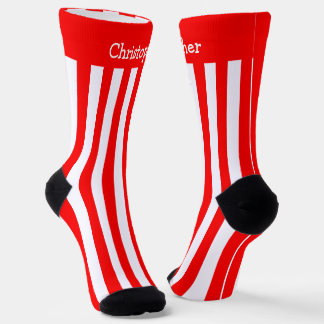 Calcetines Diseño De Tiras Rojas Y Blancas Socks