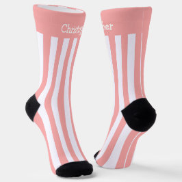 Calcetines Diseño De Tiras Rosadas Y Blancas