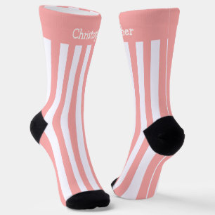 Calcetines Diseño De Tiras Rosadas Y Blancas